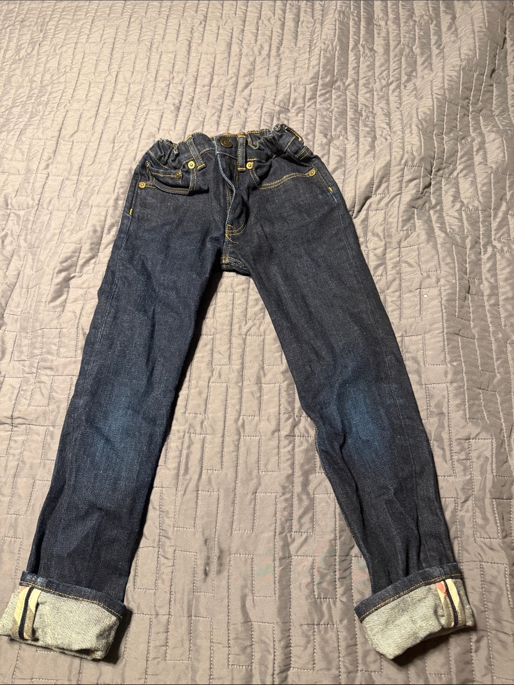Burberry Dark Indigo Kids Jeans with Yellow Stitching